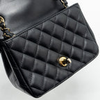 CHANEL MINI SQUARE FLAP BAG LAMBSKIN BLACK LGHW (MICROCHIP)