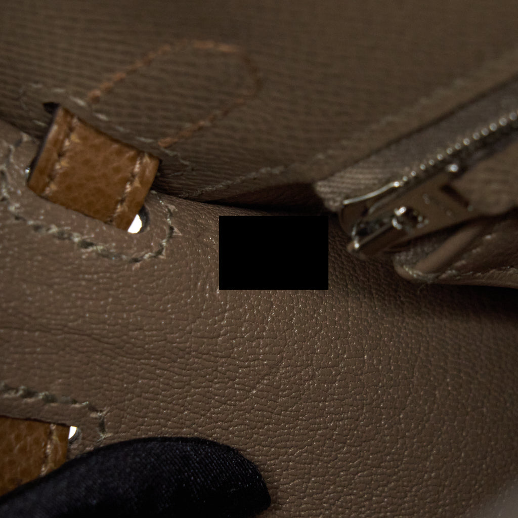 Hermes Kelly 25 Sellier Veau Epsom Etoupe/Alezan/Biscuit SHW