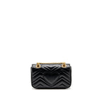 Gucci GG Marmont Small Shoulder Bag Chevron Leather Black GHW
