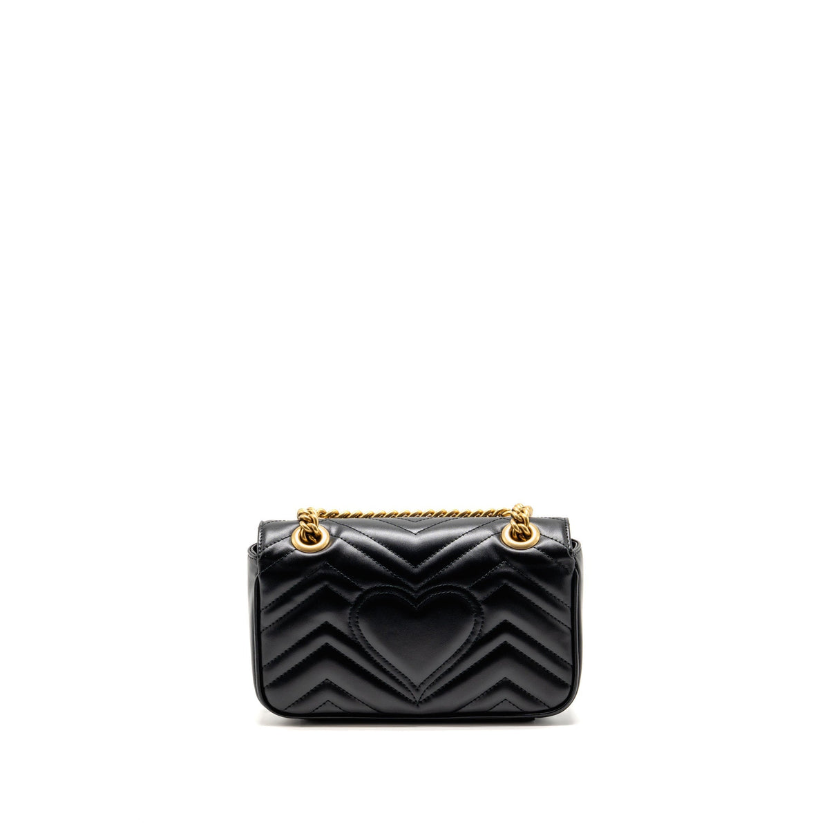 Gucci GG Marmont Small Shoulder Bag Chevron Leather Black GHW