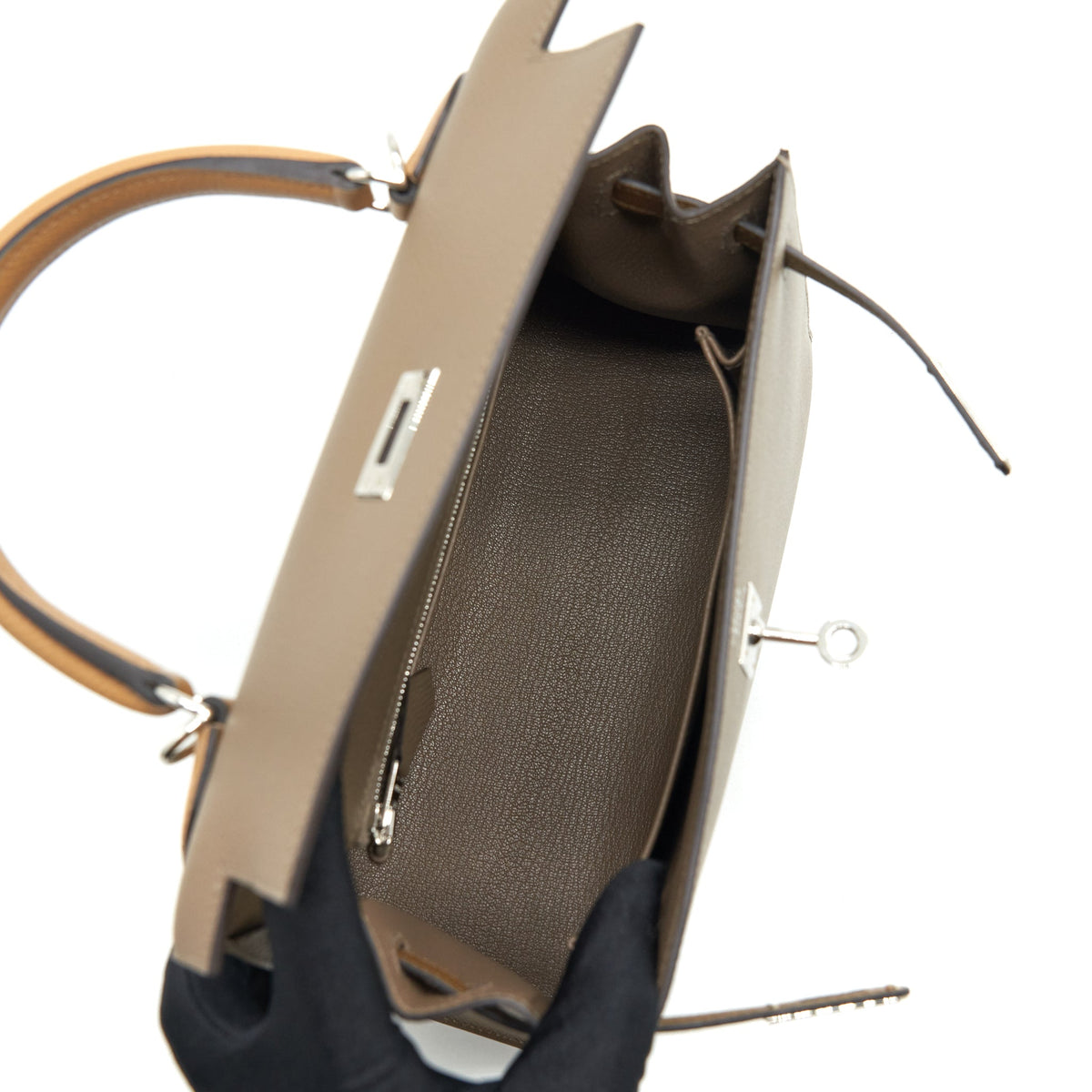 Hermes Kelly 25 Sellier Veau Epsom Etoupe/Alezan/Biscuit SHW