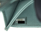 CHANEL 22C FLAP CARD HOLDER CAVIAR NG124 GREEN LGHW