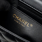CHANEL MINI SQUARE FLAP BAG LAMBSKIN BLACK LGHW (MICROCHIP)