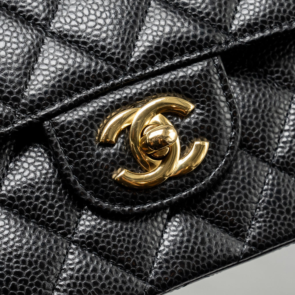 CHANEL MEDIUM CLASSIC DOUBLE FLAP BAG CAVIAR BLACK GHW (MICROCHIP)