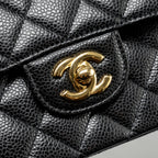 CHANEL MEDIUM CLASSIC DOUBLE FLAP BAG CAVIAR BLACK GHW (MICROCHIP)