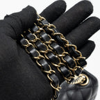 CHANEL MINI SQUARE FLAP BAG LAMBSKIN BLACK LGHW (MICROCHIP)