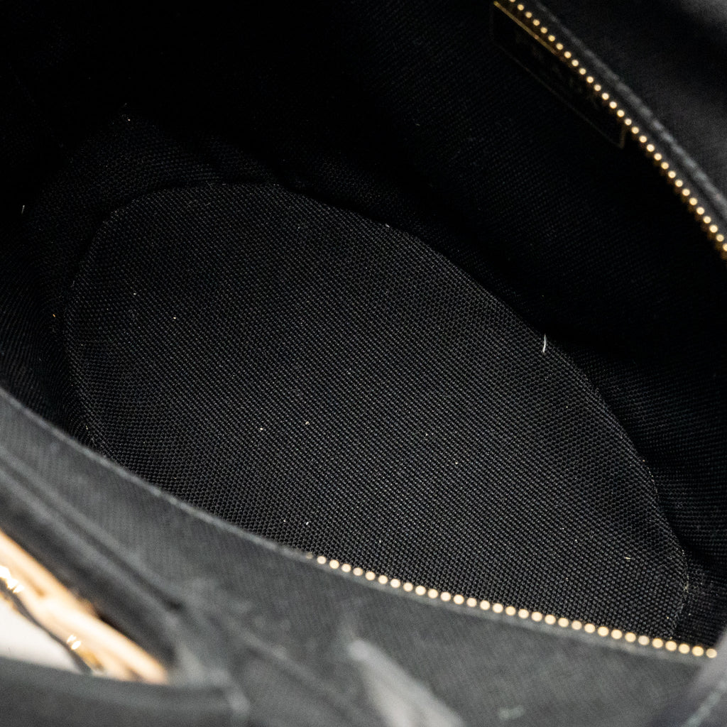 Prada Wicker Shopping Bag Canvas/Woven Tan/Black GHW