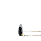 CHANEL PEARL CRUSH WALLET ON CHAIN LAMBSKIN BLACK BRUSHED GHW (MICROCHIP)