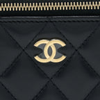 CHANEL LONG VANITY WITH DETAILED CHAIN LAMBSKIN BLACK GHW