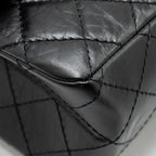 CHANEL LARGE 2.55 REISSUE FLAP BAG AGED CALFSKIN BLACK GHW