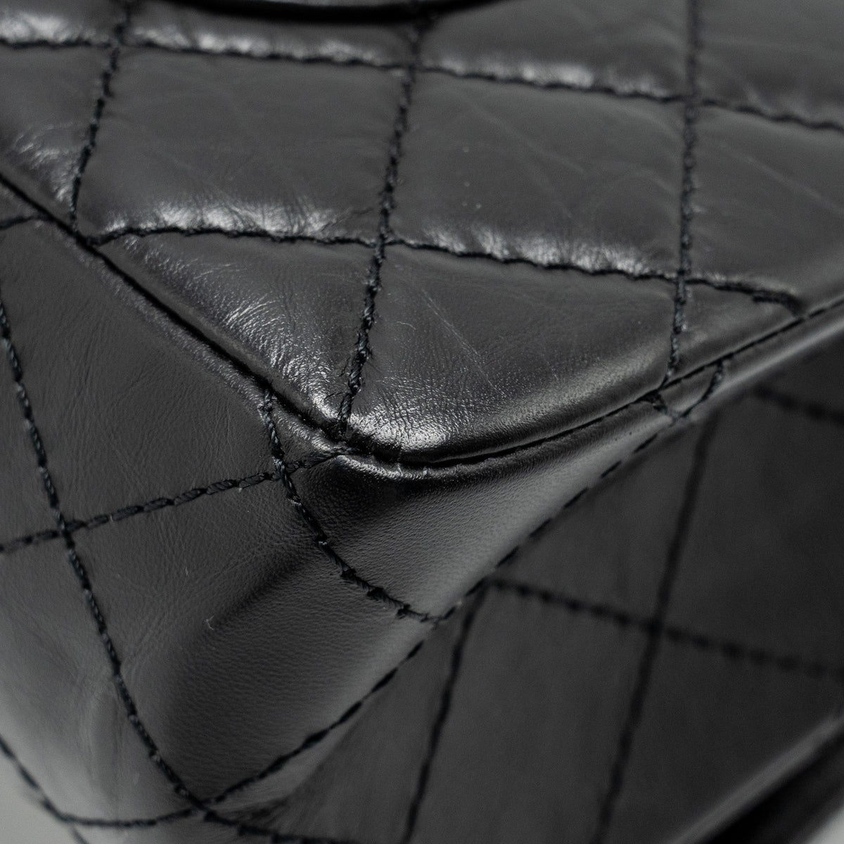 CHANEL LARGE 2.55 REISSUE FLAP BAG AGED CALFSKIN BLACK GHW