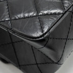 CHANEL LARGE 2.55 REISSUE FLAP BAG AGED CALFSKIN BLACK GHW