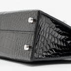 Hermes Mini Kelly II Shiny Alligator Mississippiensis Black SHW