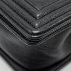 CHANEL CHEVRON SMALL BOY BAG CAVIAR BLACK GHW
