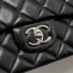CHANEL MAXI CLASSIC DOUBLE FLAP BAG LAMBSKIN BLACK SHW
