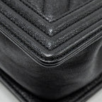 CHANEL CHEVRON SMALL BOY BAG CAVIAR BLACK GHW