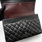 CHANEL MAXI CLASSIC DOUBLE FLAP BAG LAMBSKIN BLACK SHW