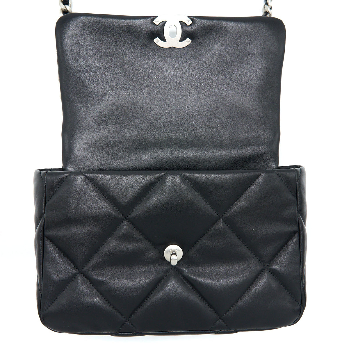 CHANEL MEDIUM 19 BAG GOATSKIN BLACK MULTICOLOUR HARDWARE (MICROCHIP)