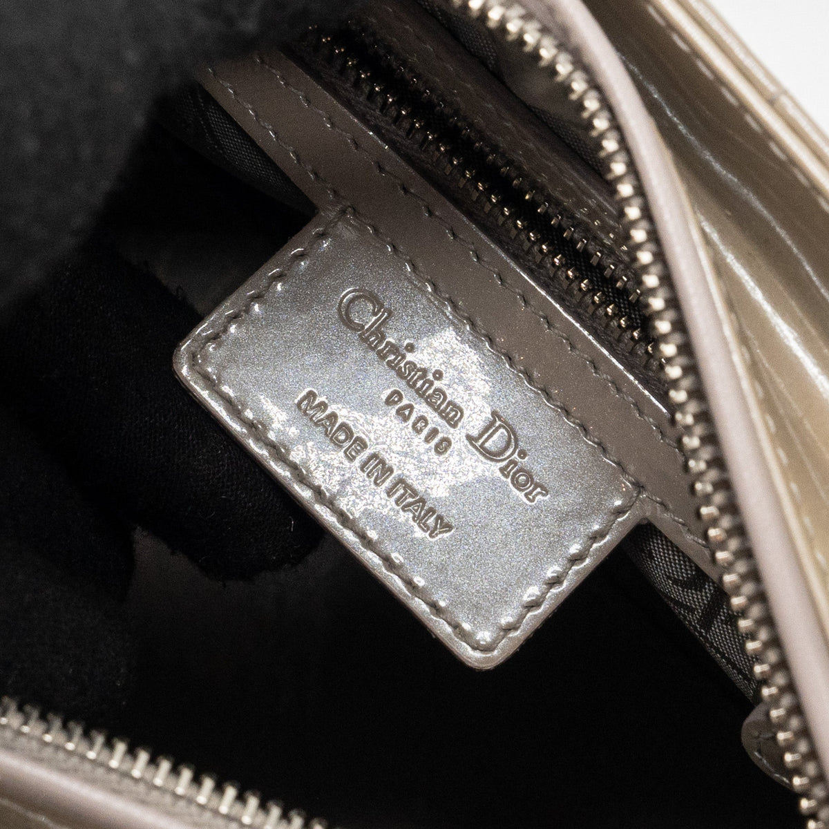 DIOR MEDIUM LADY DIOR PATENT LIGHT GREY SHW