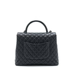 CHANEL COCO HANDLE FLAP BAG CAVIAR BLACK RUTHENIUM HARDWARE