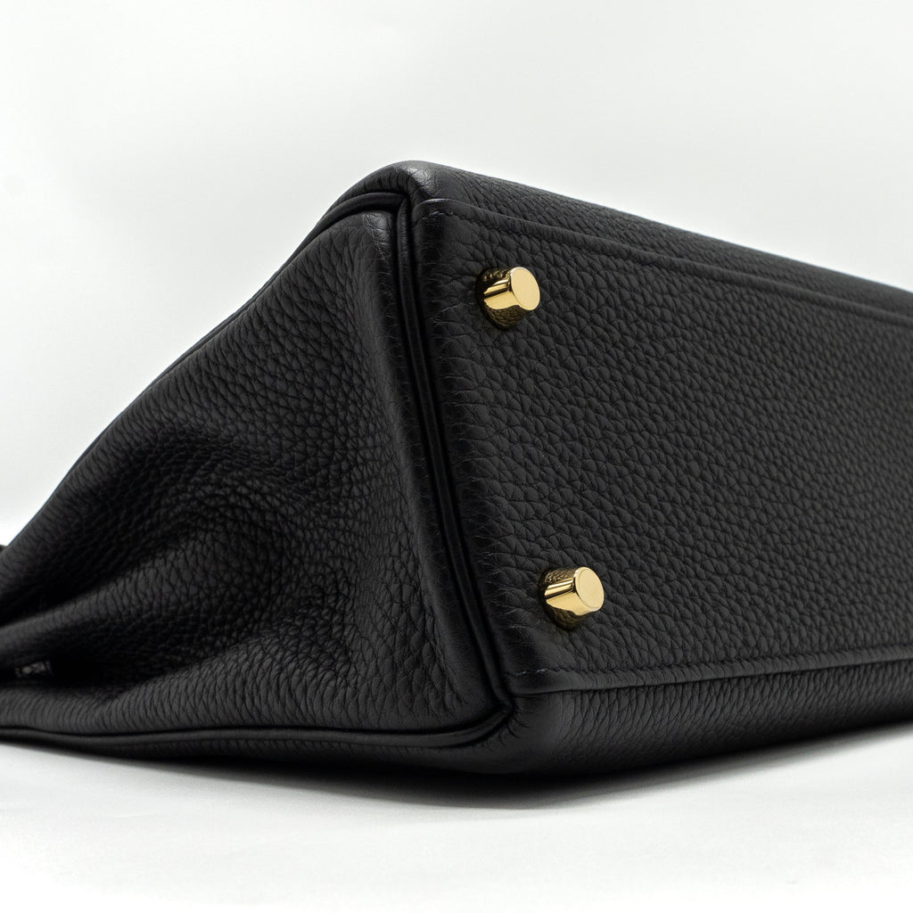 HERMES TOUCH KELLY 25 TOGO / LIZARD BLACK GHW
