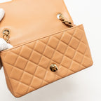 CHANEL MINI RECTANGULAR FLAP BAG LAMBSKIN BEIGE LGHW (MICROCHIP)