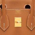 HERMES BIRKIN 25 SELLIER GOLD WITH GHW EPSOM LEATHER