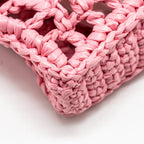 PRADA CROCHET TOTE BAG RAFFIA PINK