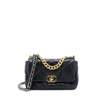 CHANEL SMALL 19 BAG GOATSKIN BLACK MULTICOLOUR HARDWARE