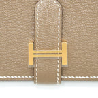 HERMES BEARN MINI WALLET MYSORE GOATSKIN ETOUPE GHW