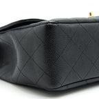 CHANEL CLASSIC JUMBO SINGLE FLAP BAG BLACK CAVIER GHW