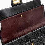 CHANEL MAXI 2.55 REISSUE DOUBLE FLAP BAG AGED CALFSKIN BLACK GHW