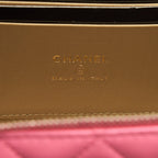 CHANEL 22S PEARL CRUSH LONG VANITY WITH CHAIN LAMBSKIN PINK GHW