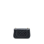 CHANEL PEARL CRUSH MINI RECTANGULAR FLAP BAG LAMBSKIN BLACK BRUSHED GHW (MICROCHIP)
