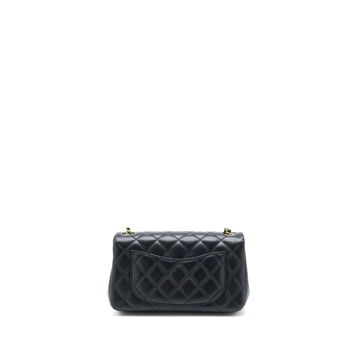 CHANEL PEARL CRUSH MINI RECTANGULAR FLAP BAG LAMBSKIN BLACK BRUSHED GHW (MICROCHIP)