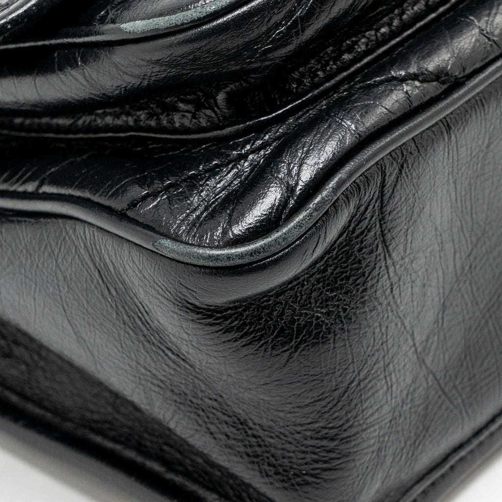 Saint Laurent/YSL Niki Baby Flap Bag Vintage Calfskin Black Ruthenium Hardware