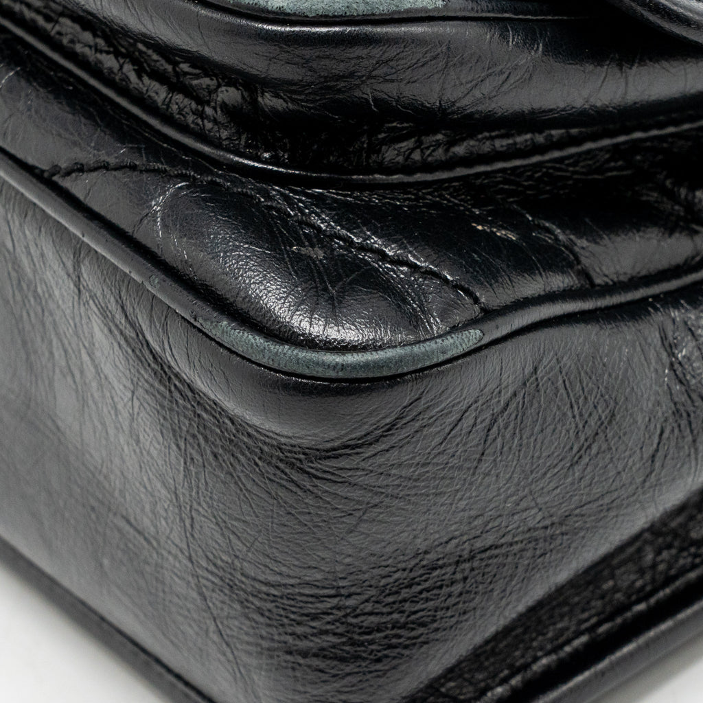 Saint Laurent/YSL Niki Baby Flap Bag Vintage Calfskin Black Ruthenium Hardware