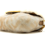 FENDI MINI BAGUETTE SHEEPSKIN BEIGE/ WHITE GHW