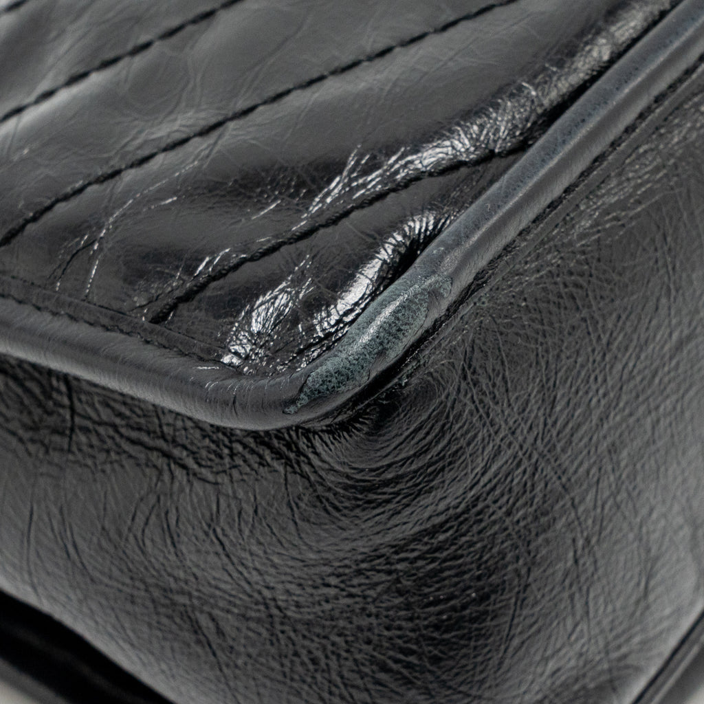 Saint Laurent/YSL Niki Baby Flap Bag Vintage Calfskin Black Ruthenium Hardware