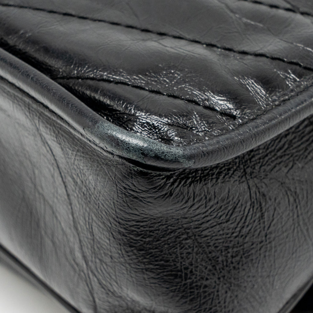 Saint Laurent/YSL Niki Baby Flap Bag Vintage Calfskin Black Ruthenium Hardware
