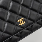 CHANEL COCO HEART WALLET ON CHAIN LAMBSKIN BLACK GHW (MICROCHIP)