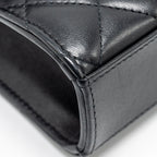 CHANEL 22B TOP HANDLE MINI FLAP CLUTCH LAMBSKIN BLACK GHW (MICROCHIP)