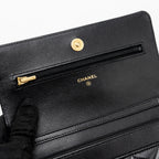 CHANEL COCO HEART WALLET ON CHAIN LAMBSKIN BLACK GHW (MICROCHIP)