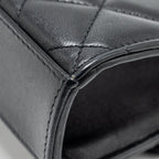 CHANEL 22B TOP HANDLE MINI FLAP CLUTCH LAMBSKIN BLACK GHW (MICROCHIP)