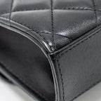 CHANEL 22B TOP HANDLE MINI FLAP CLUTCH LAMBSKIN BLACK GHW (MICROCHIP)