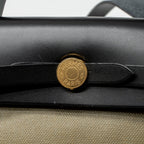 HERMES HERBAG 31 ZIP BAG TOLIE H BERLINE CANVAS/VACHE HUNTER LICHEN/ECRU-BEIGE/BLACK GHW