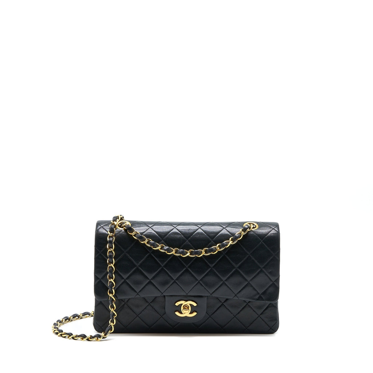 CHANEL VINTAGE FLAP BAG LAMBSKIN BLACK GHW