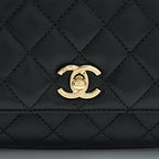 CHANEL MINI COCO HANDLE FLAP BAG CAVIAR BLACK WITH BURGUNDY HANDLE LGHW