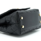 CHANEL MINI COCO HANDLE FLAP BAG CAVIAR BLACK WITH BURGUNDY HANDLE LGHW