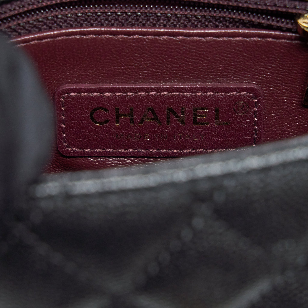 CHANEL MINI COCO HANDLE FLAP BAG CAVIAR BLACK WITH BURGUNDY HANDLE LGHW